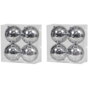 8x Kunststof kerstballen glanzend zilver 12 cm kerstboom versiering/decoratie   -