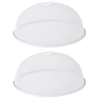 Set van 2x stuks metalen vliegenkappen/voedselkappen wit rond 35 cm