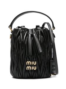 Miu Miu sac seau en cuir à plaque logo - Noir