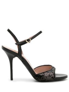 Love Moschino 110mm sequin-embellished leather sandals - Noir