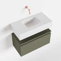 MONDIAZ ANDOR 60cm toiletmeubel army. LEX 60cm wastafel talc midden geen kraangat