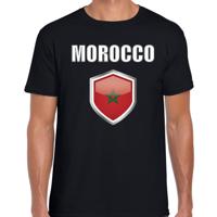 Marokko vlag thema landen t-shirt - zwart - voor heren - Supporters kleding - korte mouwen