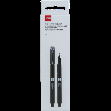 HEMA Microschrijvers Zwart 4 Stuks bij Jumbo