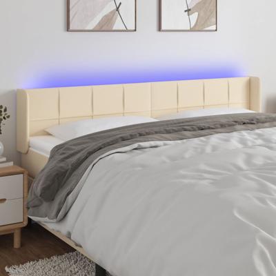 Hoofdbord LED 163x16x78/88 cm stof crèmekleurig
