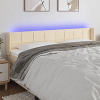 Hoofdbord LED 163x16x78/88 cm stof crèmekleurig