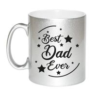 Best Dad Ever cadeau mok / beker zilverglanzend 330 ml   -