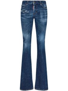 DSQUARED2 logo-patch cotton-blend bootcut jeans - Bleu