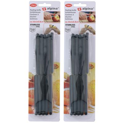 Keukenmesjes / schilmesjes - 20x stuks - RVS - zwart kunststof - 16 cm - Aardappelschilmesjes