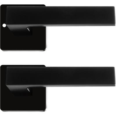 Ruhhy Deurhendel set - 6x stuks - mat zwart - ijzer - L14 cm - deurgreep - deurkruk