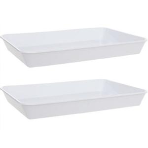 Diep dienblad Horeca serveerbladen - Set van 3x stuks - wit - kunststof - 35 x 24 cm