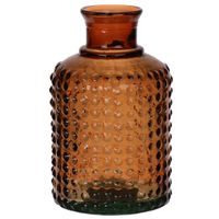 Bloemenvaas - bruin - transparant gerecycled glas - D12 x H20 cm   - - thumbnail