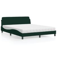Bed met matras "Dover" fluweel donkergroen 160x200 cm