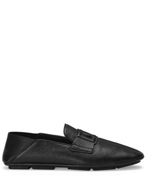 Dolce & Gabbana mocassins en cuir à logo appliqué - Noir