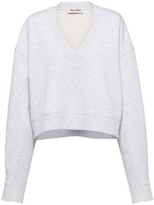 Miu Miu sweat en polaire à logo brodé - Gris