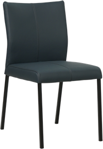 Blauwe leren moderne eetkamerstoel Basic - poot vierkant zwart - Toledo Leer Marine (blauw leer)