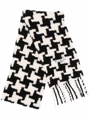 Acne Studios écharpe en maille à motif pied-de-poule - Blanc