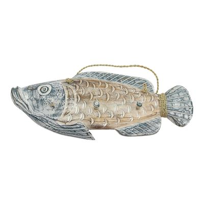 Houten Kapstok Vis 3 Haken (50 x 30 cm)