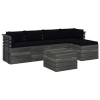 vidaXL 6-delige Loungeset met kussens pallet massief grenenhout - thumbnail