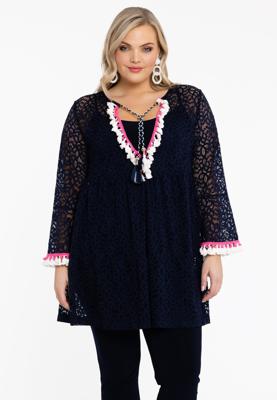 Yoek Tuniek pom-pom | Blauw | Maat 46/48
