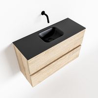 Toiletmeubel Mondiaz Ada | 80 cm | Meubelkleur Washed oak | Lex wastafel Urban Midden | Zonder kraangat