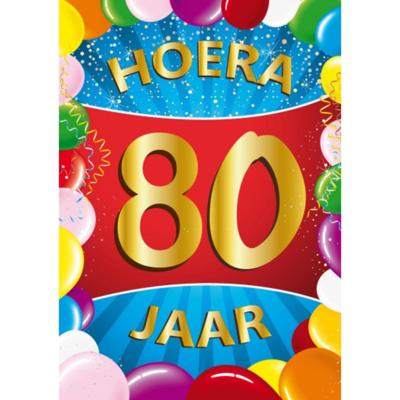 Verjaardag deurposter - 80 jaar - multi - 59 x 84 cm - leeftijd feestartikelen Verjaardag deurposter - 80 jaar - multi - 59 x 84 cm - leeftijd feestartikelen