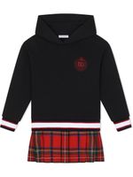 Dolce & Gabbana Kids robe-hoodie à motif tartan - Noir