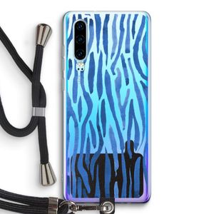 Blauwe nerven: Huawei P30 Transparant Hoesje met koord