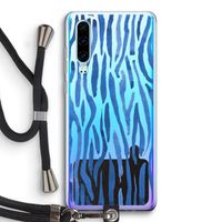 Blauwe nerven: Huawei P30 Transparant Hoesje met koord