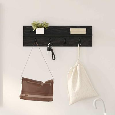 Wandgemonteerde kapstok met plank Zwart eiken 60 x 10.5 x 18 cm