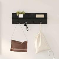 Wandgemonteerde kapstok met plank Zwart eiken 60 x 10.5 x 18 cm