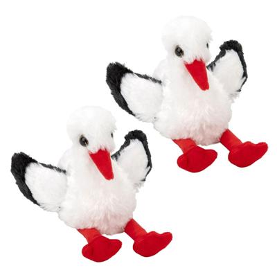 Nature Planet Pluche Ooievaar - 2x - knuffel vogel - 13 cm - zachte pluche - vogel knuffels