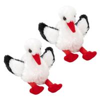 Nature Planet Pluche Ooievaar - 2x - knuffel vogel - 13 cm - zachte pluche - vogel knuffels Nature Planet Pluche Ooievaar - 2x - knuffel vogel - 13 cm - zachte pluche - vogel knuffels