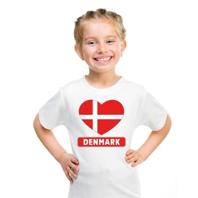Denemarken Supporters t-shirt - kinderen - hartjes vlag - wit - korte mouwen - sport - kleding