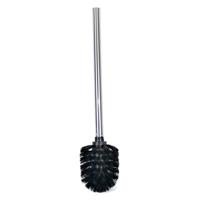 Wc/toiletborstel - zwart/zilver - 34.5 cm - RVS - Toilet/badkameraccessoires - wc-borstels