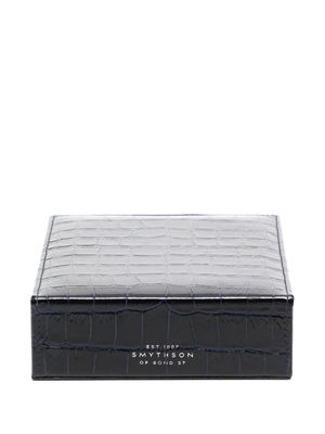 Smythson boîte à bijoux en cuir à effet peau de crocodile - Noir