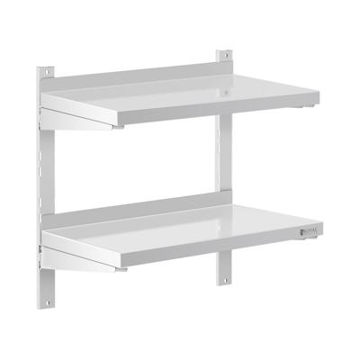 Wandrek van roestvrij staal - 2 planken - 60 x 30 cm