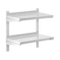 Wandrek van roestvrij staal - 2 planken - 60 x 30 cm