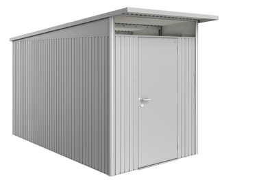 Metalen Berging AvantGarde ECO A4 180x380x222 cm met enkele deur- Lessenaarsdak- Metaal- Biohort