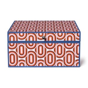 Decoratie box boho - rood/blauw - 18x19x9 cm