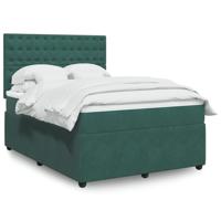 Boxspring met matras fluweel donkergroen 140x190 cm