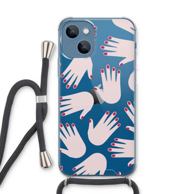 Hands pink: iPhone 13 Transparant Hoesje met koord