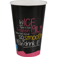 Depa | Milkshakebeker | ICE is (N)ICE | Karton + PE | 400ml | 16oz | 128mm | zwart/roze | 1000 stuks