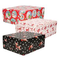 Luxe Kerst cadeaupapier pakket - 3 prints mix - 9x rollen - 250 x 70 cm - cadeaupapier
