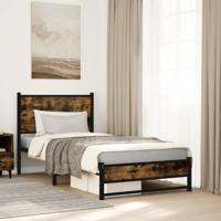 Bedframe zonder matras metaal gerookt eikenkleurig 75x190 cm
