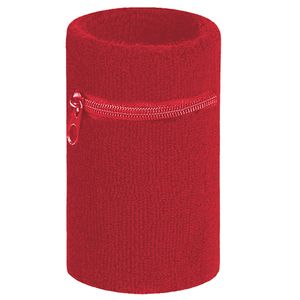 Arowell Premium Pols Zweetbandje Met Portemonnee En Rits – 12 x 8 Cm – Rood