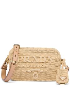 Prada sac porté épaule en raphia - Tons neutres