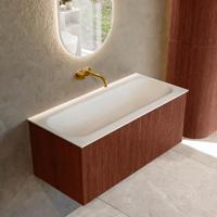 Badmeubel Mondiaz Kurve | 100 cm cm | Meubelkleur Ruby | Wastafelkleur Talc | Solid surface | Wasbak midden spoelbak | Zonder kraangat(en)