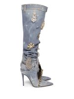 Dolce & Gabbana bottes en jean patchwork - Bleu