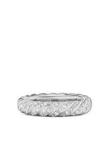 David Yurman bague Sculpted Cable en or blanc 18ct pavée de diamants (4,6 mm) - Argent