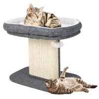 Kattenboom Toren voor Kittens Katten Activiteiten Toren met Grote Pluche Zitstok & Sisal Krabplaat Interactieve Bal Grijs
